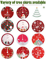 Multiwins Christmas Tree Skirt 48 Inch Red Rustic Xmas Tree Skirt with Snowflake, Black Red Buffalo Plaid Christmas Tree Skirt Ornaments for Merry Christmas Holiday Party Decorations Indoor Outdoor