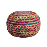LR Home Resources Boho Beauty Braided Pouf Ottoman, 14" x 20", Multicolor -