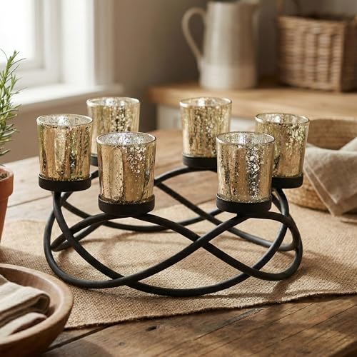Centerpieces for Kitchen Table Decor, Tealight Candle Holder, Gold