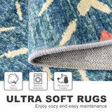 Washable Runner Rug 2x6 ft Hallway Runners, Teal/Blue
