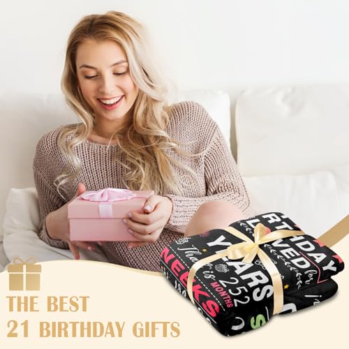 21st Birthday Gifts for Her - Gifts for 21 Year Old Female - 21 Birthday Decorations for Her - Twenty-one YR Bday Gift for Women Female Daughter Niece Sister Girlfriend Ideas Blanket 50"x60"