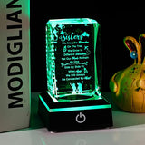 Movdyka Sister Gifts for Sisters Funny, 3D Layser Engraved Sisters with Base, Best Unique Birthday Christmas Wedding Graduation Sister Gifts Ideas from Sisters Brother for Soul Big Little Sister