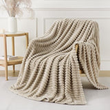 Khaki Throw Blanket for Couch Sofa 50x60 inches Striped Fleece Blankets Room Home Decor Lightweight Plush Soft Cozy Gifts for Women Mom