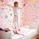 Kisston 90 Pcs Daisy Wall Decal Boho Decal Daisy Stickers Flower Wall Decals Removable Vinyl Decals Peel and Stick for Nursery Art Bedroom Home Decor(Pastel)
