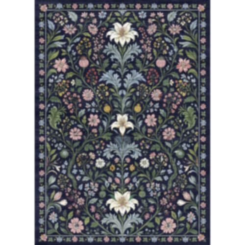 HAOYUNLAI Washable 5x8 Floral Living Room Carpet Vintage Non-Slip Area Rug