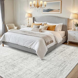5x8 Washable Area Rug for Living Room Bedroom: Non-Slip Modern White Gray