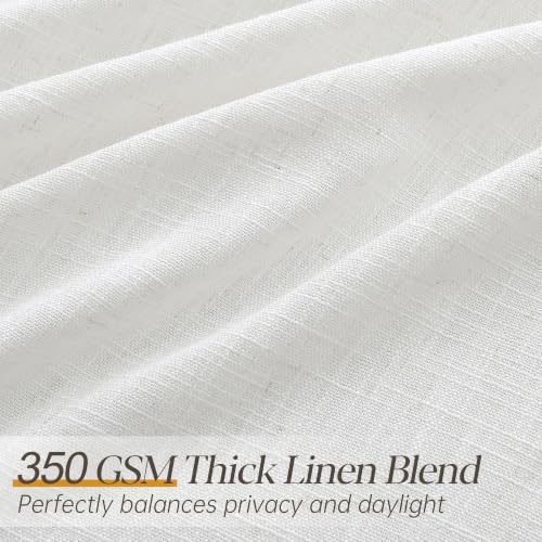 Pinch Pleated Linen Curtains 90 Inches Long for Living Dining Room Bedroom 2 Panel Set Natural Cream Birch Pinch Pleat Curtain 90 Inch Neutral Boho Floor to Ceiling Curtains Semi Sheer Linen Drapes