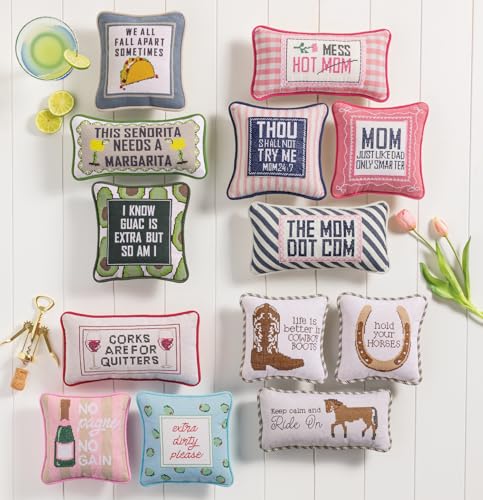 Mud Pie Pink Hot Mess Needlepoint Pillow