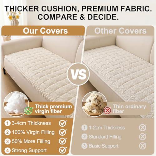 Smiry Couch Cover for Dogs, Non Slip Fuzzy Pet Sofa Covers Washable for 2-3 Cushion Couch, Soft Thick Furniture Protector for Cats Dogs, Against Fur, Dirt, Scratch Resistant (Beige, 27.6"x59")