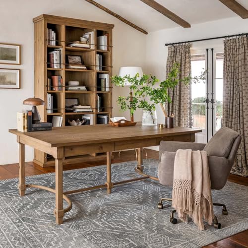 jinchan 8x10 Moroccan Geometric Washable Living Room Area Rug, Dark Grey