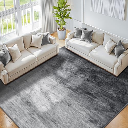 Washable Rug 5x7 Area Rugs for Living Room - Stain Resistant Non-Slip Backing Boho Rug for Bedroom,Durable & Ultra-Thin Vintage Large Area Rug(5x7,Gray)