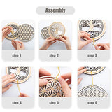 Qallicon 5.31" Sacred Geometry Wall Art 4 PCS Set, (Sacred Lotus, Hamsa Hand, Soul Star, Union Sun Moon) Crystal Grid Meditation Chakra Wooden Wall Art Yoga Decor Spiritual Gifts