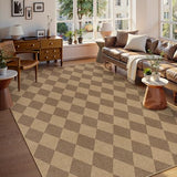 Lahome Checkered Easy Jute Living Room Rug, 8x10 Outdoor Rugs Washable