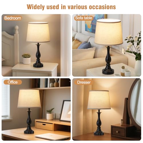 Bedside Table Lamp Touch Control Bedroom Lamps with USB A and C Charging Port 3 Way Dimmable Touch Lamps for Nightstand Living Room Bedroom Dorm Home Office Reading, Set of 2