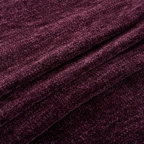 Chenille Throw Blanket for Couch with Tassels,50"X60" Soft Cozy Lightweight Knitted Boho Decorative Blankets for Bed and Sofa,Aubergine