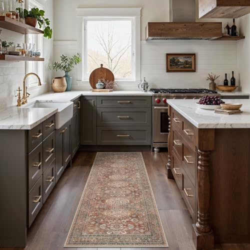 2x7 Runner Rug, Non Slip Washable for Hallway, Brick