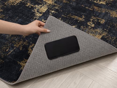 Sasttie 2x6 Runner Rug, Modern Abstract Hallway Carpet, Black & Gold