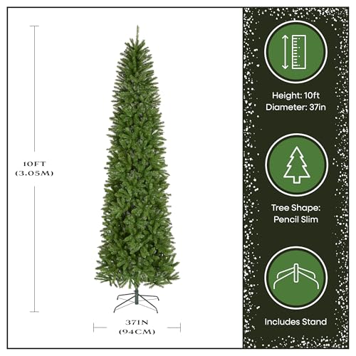 National Tree Company 10 ft Unlit Kingswood Fir Slim Artificial Christmas Tree, 1,715 Tips, Includes Stand, Green