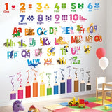DECOWALL SG3-2316 Alphabet Numbers and Colouring Pencils Wall Stickers Decals Classroom Kids playroom Art Play Room Rainbow ABC Decorations Toddler Color Child Preschool Living Baby Girl Baby boy