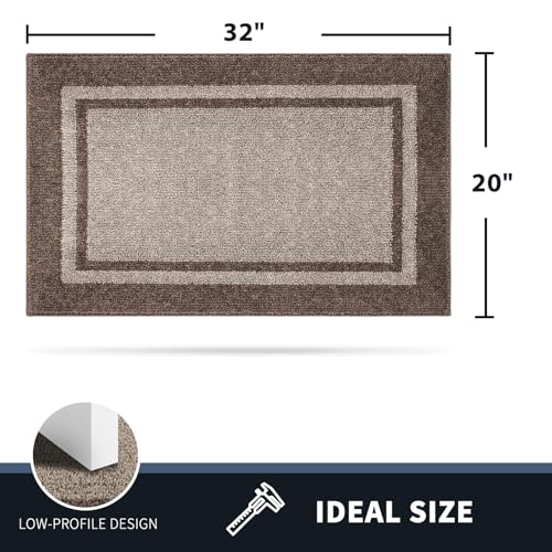 PURRUGS Dirt Trapping Door Mat 20" x 32", Non-Slip Machine Washable Entryway Rug, Entrance Mat, Indoor Front Door Mat, Super Absorbent Entry Rug for Muddy Shoes & Paws, Beige & Grayish Brown