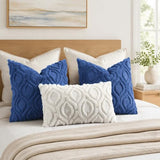 decorUhome Faux Fur Plush Soft Dark Blue Throw Pillow Covers 26x26 Set of 2