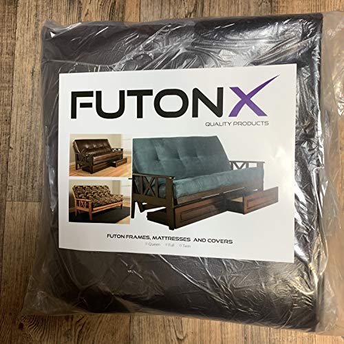 Full Size Chestnut Futon Cover Only Bonded Leather Premium Collection Fits 6-8 inch Futons Mattress (Cappuccino)