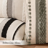 Boho Decorative Pillow Covers 20x20 Pack of 2 Black-White Stripe 2