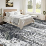 Washable Rug 9x12 Area Rugs for Living Room: Large Neutral Soft Rug Abstract Non Slip Low Pile Modern Carpet for Bedroom Kitchen Nursery Office Dining Room Indoor (Black, 9'x12')