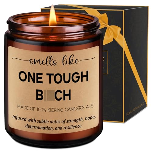 LEADO Scented Candles - Breast Cancer Survivor Gifts for Woman - Chemo Comfort Items, Cancer Care Gifts for Women - Funny Mastectomy, Cheer Up, Surgery Recovery Present for Chemo Patients, Mom