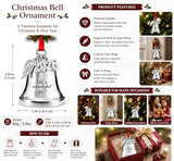 JUPPE 2026 Silver It's A Wonderful Life Christmas Bell Ornament for Christmas Tree Wedding Anniversary Decoration with Angel Wings, Hanging Bell for Door Opening, Crafts & Holiday Decor (Silver Bell)