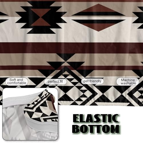 Western Aztec Armless Futon Cover Navajo Southwestern Ethnic Stretch Armless Sofa Slipcover with Elastic Bottom Washable Couch Covers for Sofa Decor
