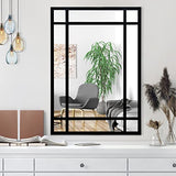HQiJun Black Rectangle Mirror, Farmhouse Decorative Wall Mirror for Entryway, Living Room, Bedroom, Hallway, Fireplace, Accent Wall Decor (Black1, 34" x 24")