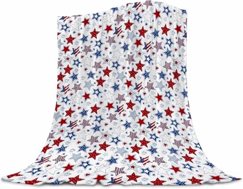 Patriotic Baby Blanket - 4th of July Throw Blanket with American Flag Stars & Stripes, Ultra Soft Memorial Day Blanket for Crib & Stroller, Red White Blue Independence Day Blankets Decor 30x40 Inches