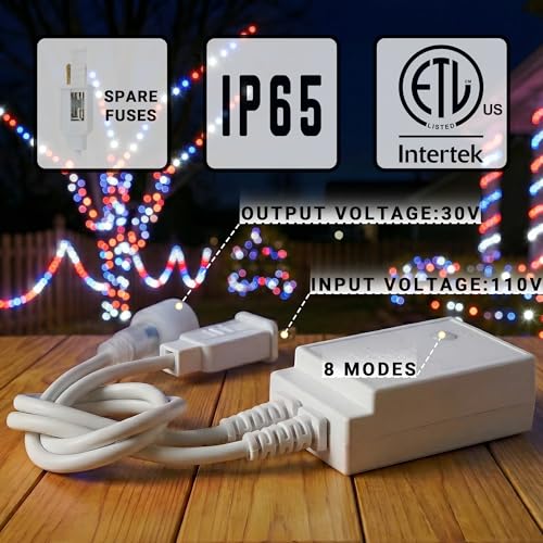 50ft Rope Lights For Outside,Connectable Flexible Tube Lights with 8 Modes Controller,Waterproof Red/Blue/White LED Rope Lighting for Deck,Garden,Pool,Patio,Bedroom,Indoor & Outdoor Landscape Lighting