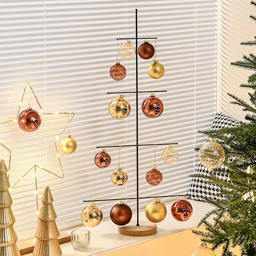AOMOONOA Brown Glass Christmas Ball Ornaments for Tree, 2.36” Christmas Hanging Ornaments Set of 12 Xmas Baubles for Holiday Party Xmas Tree Decorations Gifts