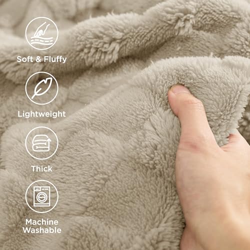 Bedsure Checkered Soft Cozy Twin XL Blanket for Bed, Oatmeal, 66"×90"