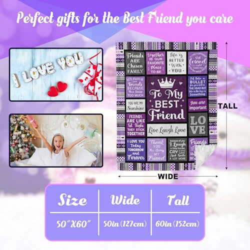 Best Friend Birthday Gifts for Women, Best Friend Blanket 60"x50", Bestie Gifts for Women, Bestie Birthday Gift for Woman, Friendship Gift to BBF, Soul Sister Graduation Gift Ideas Throw Blanket