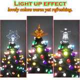 110Pcs in 10 Colors Ceramic Christmas Tree Replacement Bulbs - Plastic Lights Pegs, Included Angel Topper＆Snowflake Top＆Cross Stars.