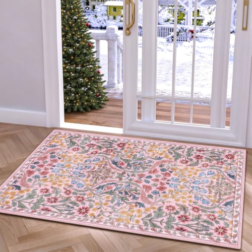 Washable Non-Slip Small Area Rug 16x24, Also a Pet Feeding Mat or Door Mat