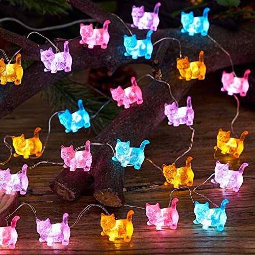 Cat Décor Cute Indoor String Light Fairy Lights Plug in Decorative Lights 10ft 30LED Battery Operated or USB for Bedroom Kids Tent Camping Christmas Tree Ornaments