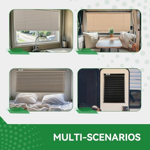 RV Blinds for Camper Windows, Camper Replacement Blinds, Privacy Protection, RV Window Shades for RV, Camper, Travel Trailer, Black (32" W x 24" L)