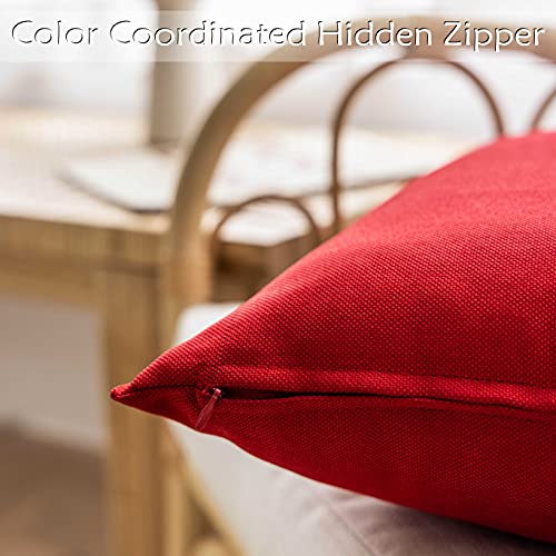 Home Brilliant Red Outdoor Pillows Christmas Waterproof Linen Pillow Covers Farmhouse Rectangle Lumbar Throw Pillow for Living Room Balcony Patio Couch, Pack of 4, 12 inch x 20 inch (30 x 50 cm)