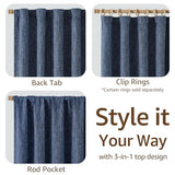 jinchan Burlap Linen Look Curtains 84 Inches Long Blue Textured Curtains for Living Room Light Filtering Farmhouse Curtain Panels Semi Sheer Country Rustic Bedroom Window Drapes Rod Pocket 2 Panels