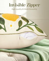 Embroidered Throw Pillow Cover, 18x18 Inch, Lemon Branch