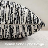 Boho Striped Decorative Throw Pillow Covers 26"X26" Set of 2，Black