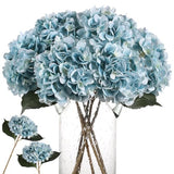 Kisflower Blue Hydrangea Artificial Flowers 6pcs Faux Hydrangea Flowers, Fake Flowers for Table Centerpiece, Blue Silk Hydrangea Flowers with Stems for Home Wedding Party Decor