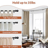 Bay Window Curtain Rods, 1 Inch Heavy Duty Metal U Shaped Corner Curtain Rod, 59-184” Adjustable Curved Curtain Rod for Bay Window Black