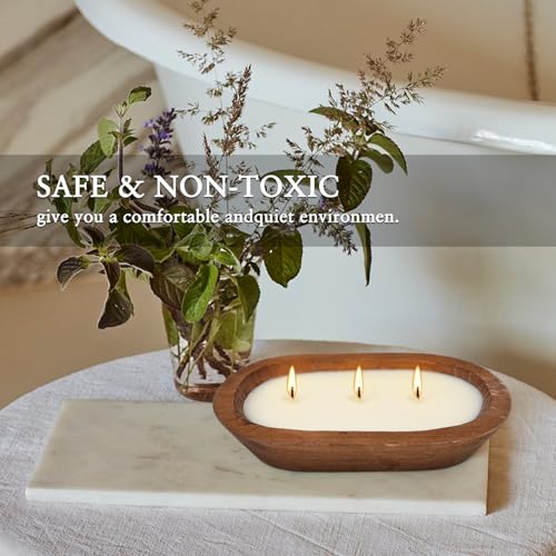 Citronella Scented 3-Wick Candle (8oz) Oval Wood Bowl Candle, Clean Burning & Smokeless, Decorative Soy Blend Candle for Home, Patio, Garden, Summer Gift.