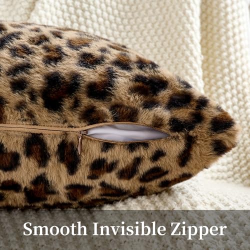 GALMAXS7 Cheetah Pillow Covers 18x18 Faux Fur Throw Pillow Covers Set of 2 Leopard Couch Pillow Covers Fluffy Soft Decorative for Home Living Room Bedroom