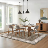 GarveeHome Bordered Bedroom Rugs 5x7 Ultra-Soft Indoor Carpet, Non-Slip Modern Geometric Living Room Rug, Stain-Resistant Neutral Accent Floor Cover for Dining Room, Nursery, Office, Brown